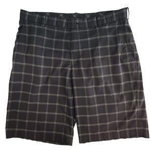 NIKE GOLF Shorts Black Plaid Check Swoosh Logo Men's Size 36